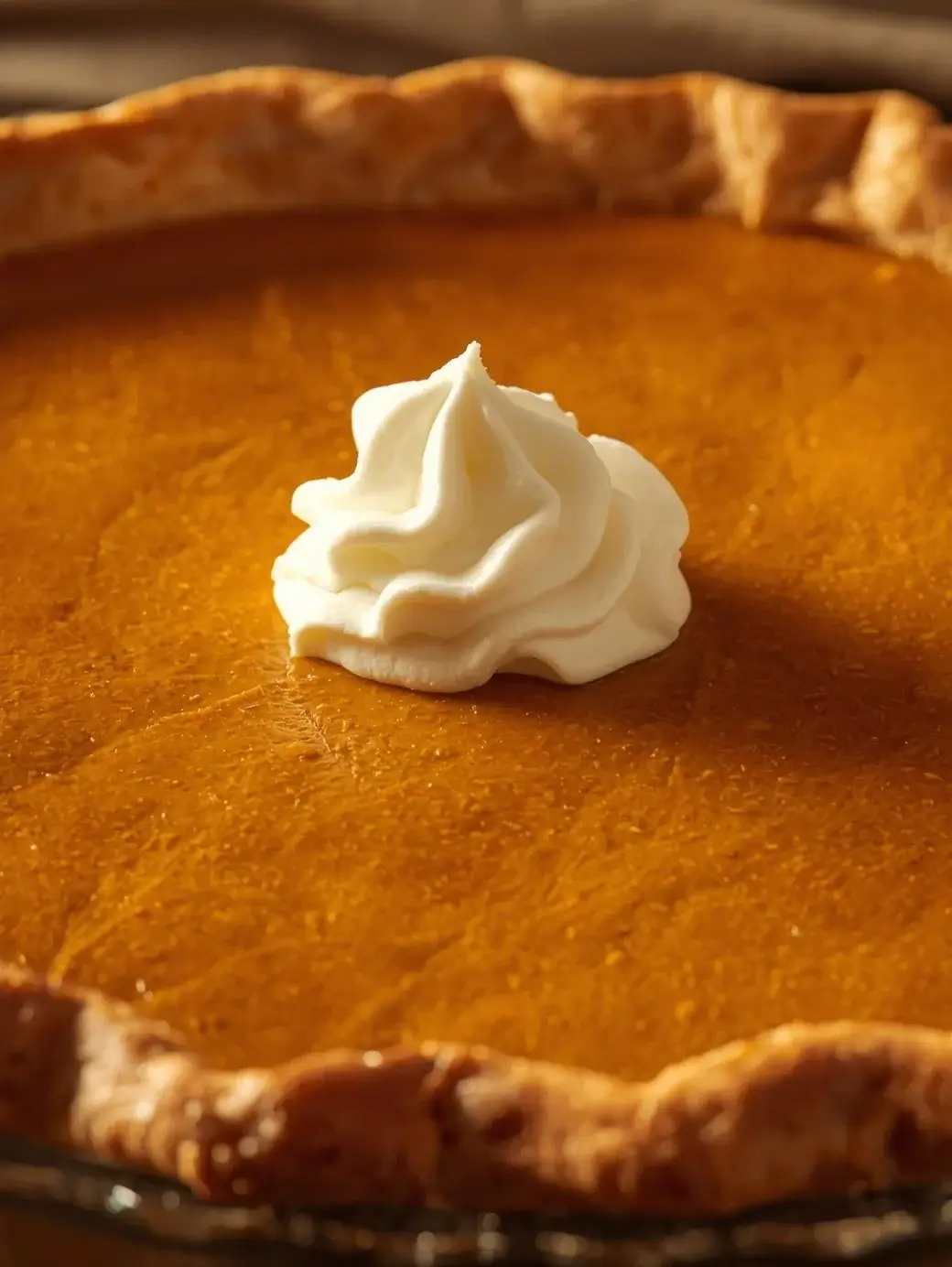 delicious pumpkin pie with whipped cream on top