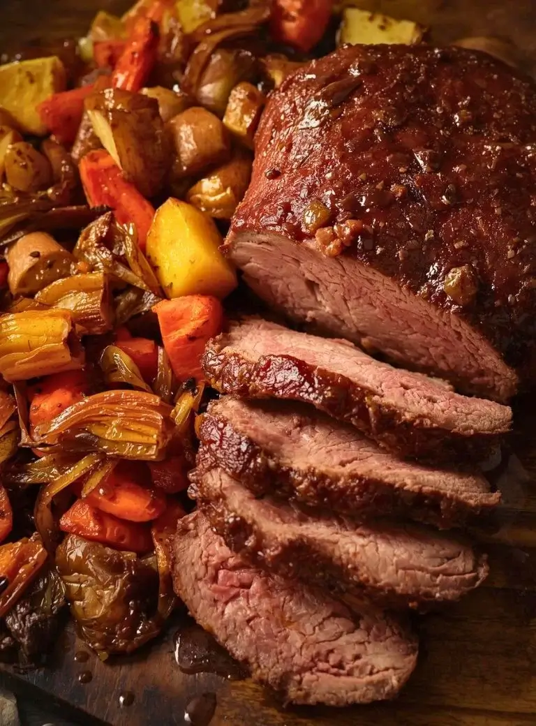 corned beef with some veggies on side