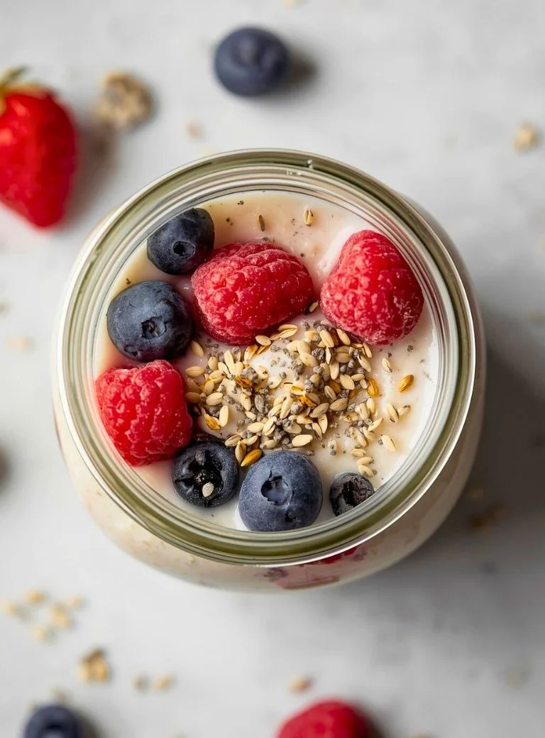 overnight oats with cranberries and blueberries