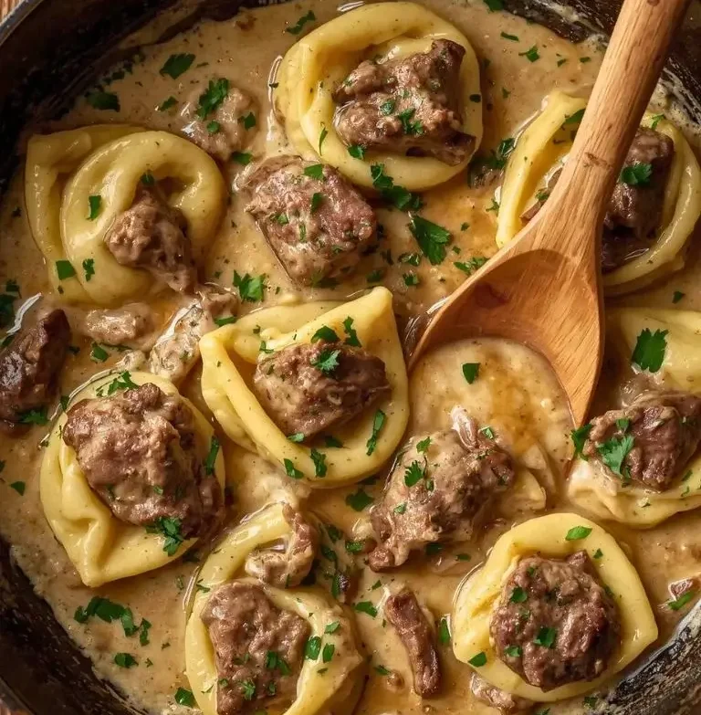 creamy garlic steak tortellini