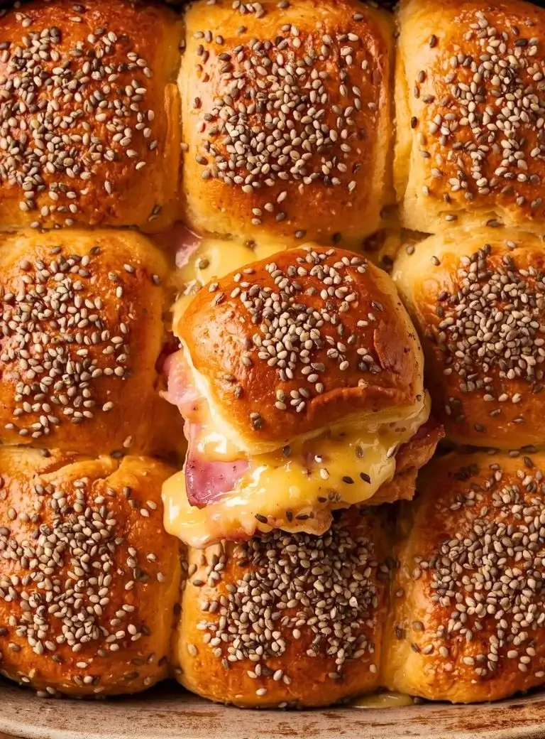 ham sliders in a baking tray
