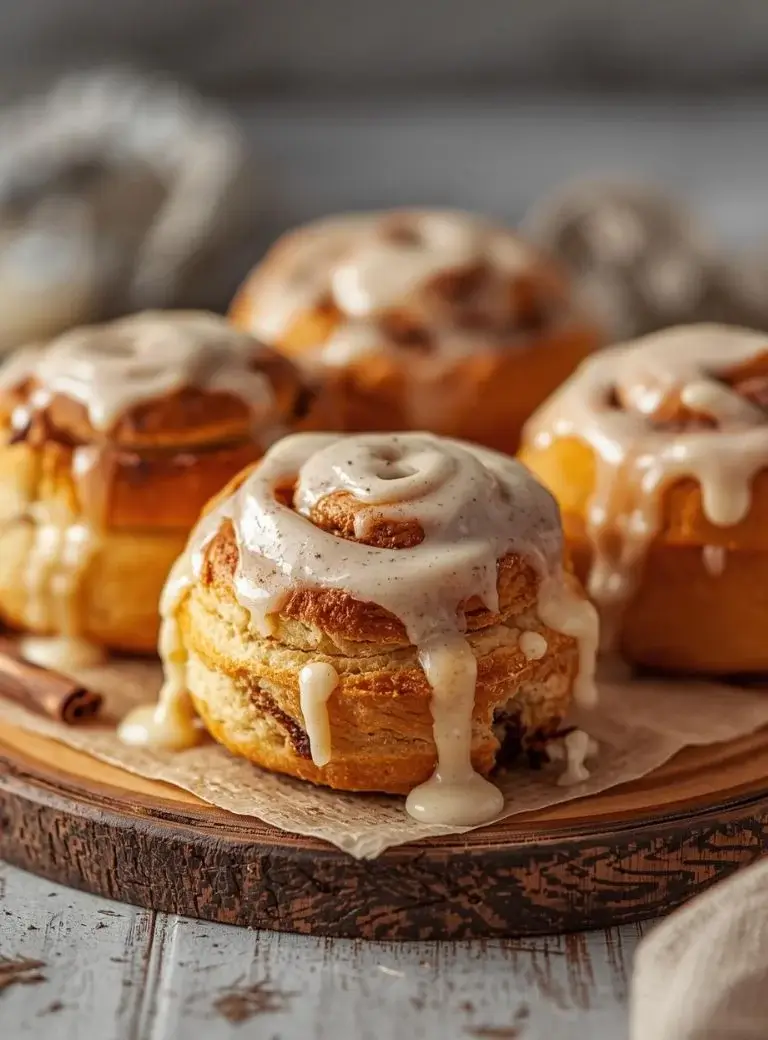 sourdough discard cinnamon rolls with vanilla glaze
