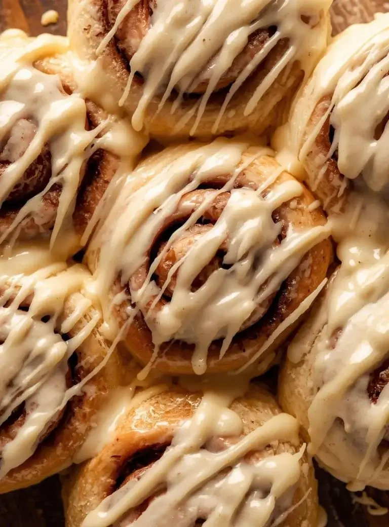 sourdough starter cinnamon rolls with vanilla frosting