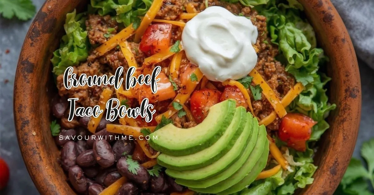 ground beef taco bowl - featured image