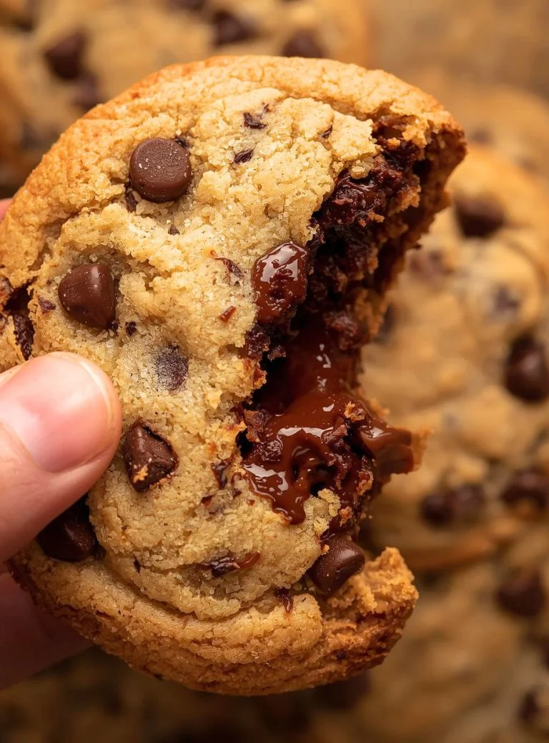 half eaten sourdough discard chocolate chip cookie