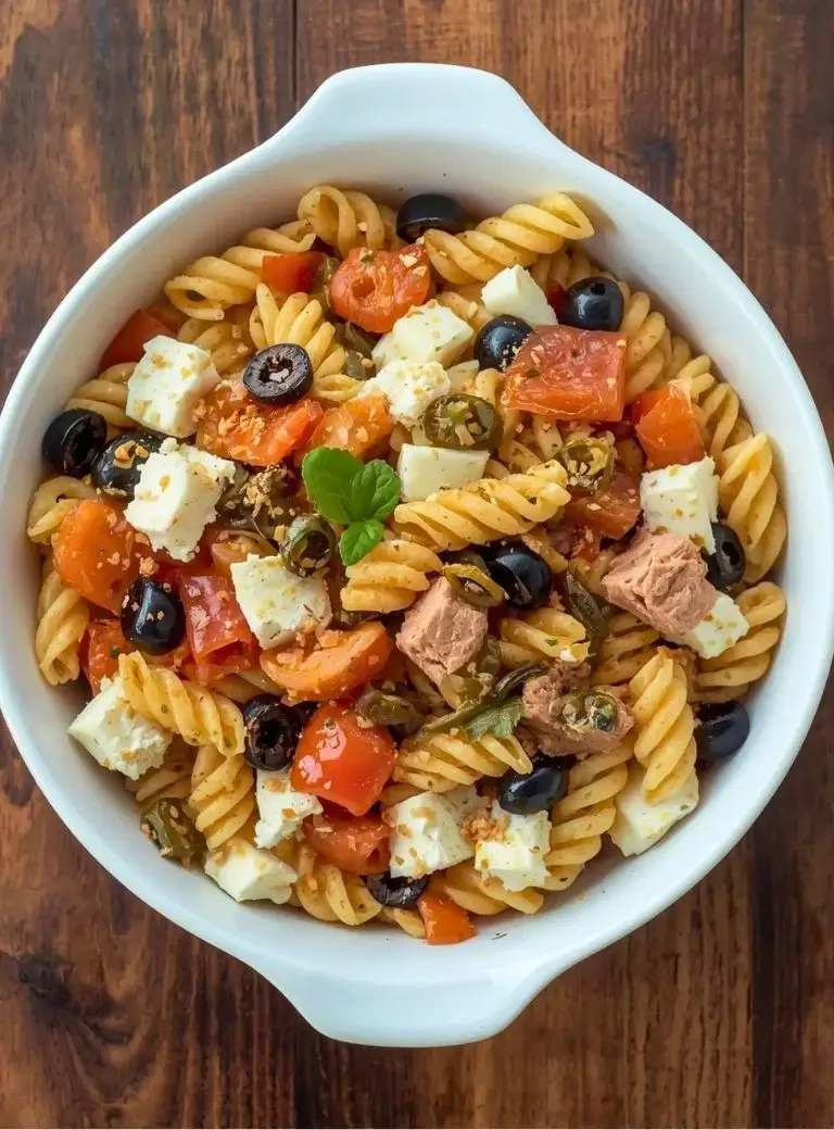pasta salad with cheese and meat