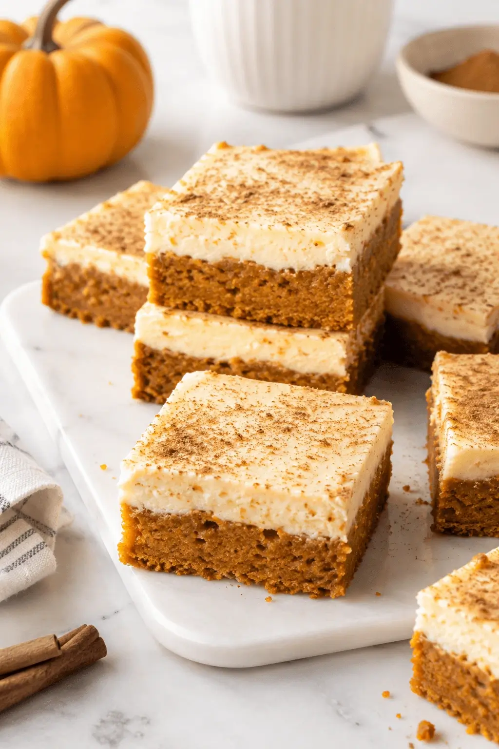 Pumpkin Cream Cheese Bars with Cinnamon