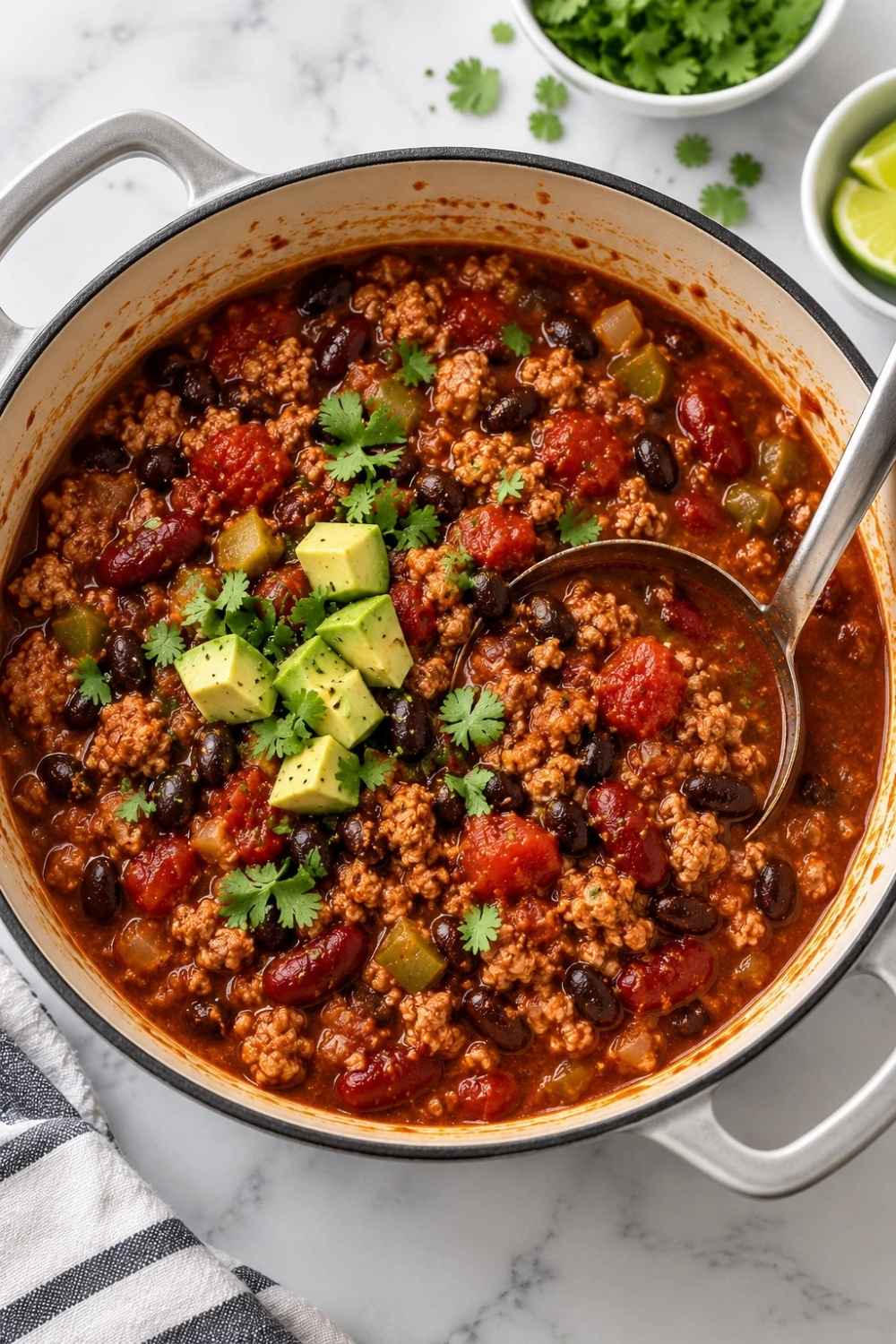 turkey chili in a pot