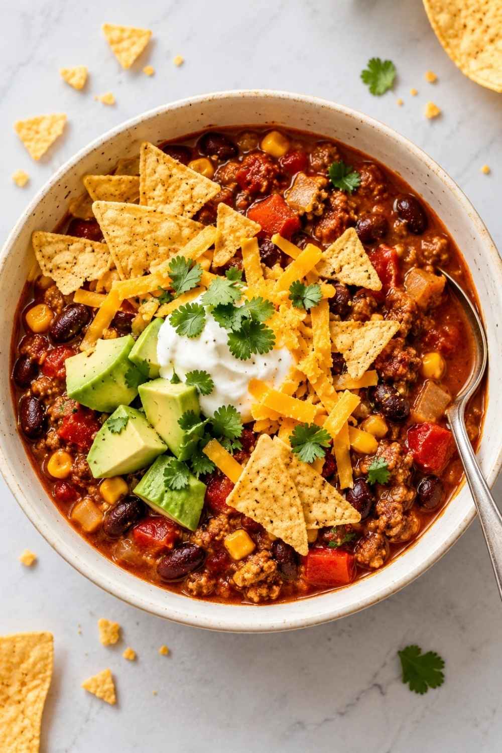 turkey chili with nachos
